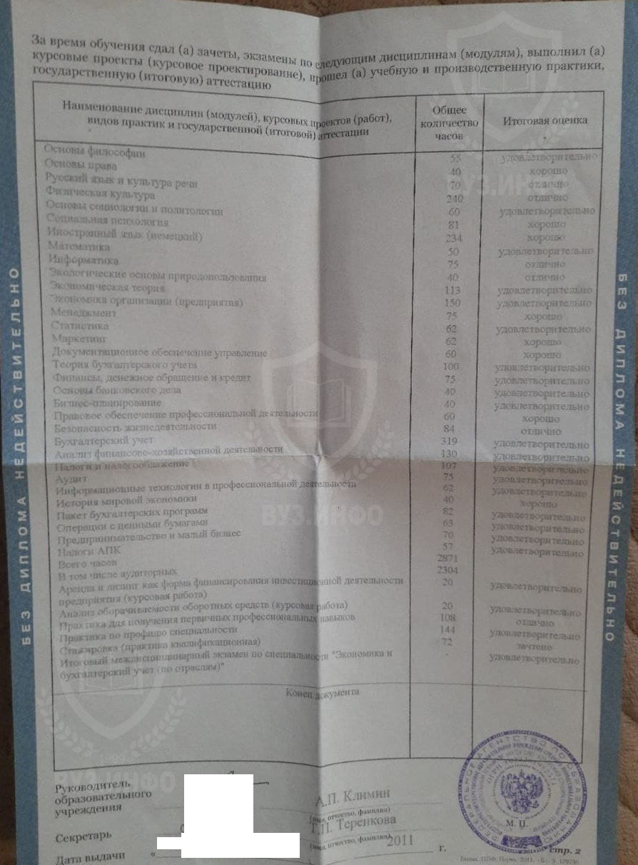Предметы в дипломе выданный в 2011 году в Алтайском строительном техникуме по специальности Экономика и бухучёт